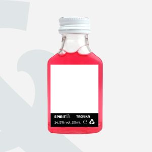 Roze shotjes Troijka, shotjes met eigen etiket